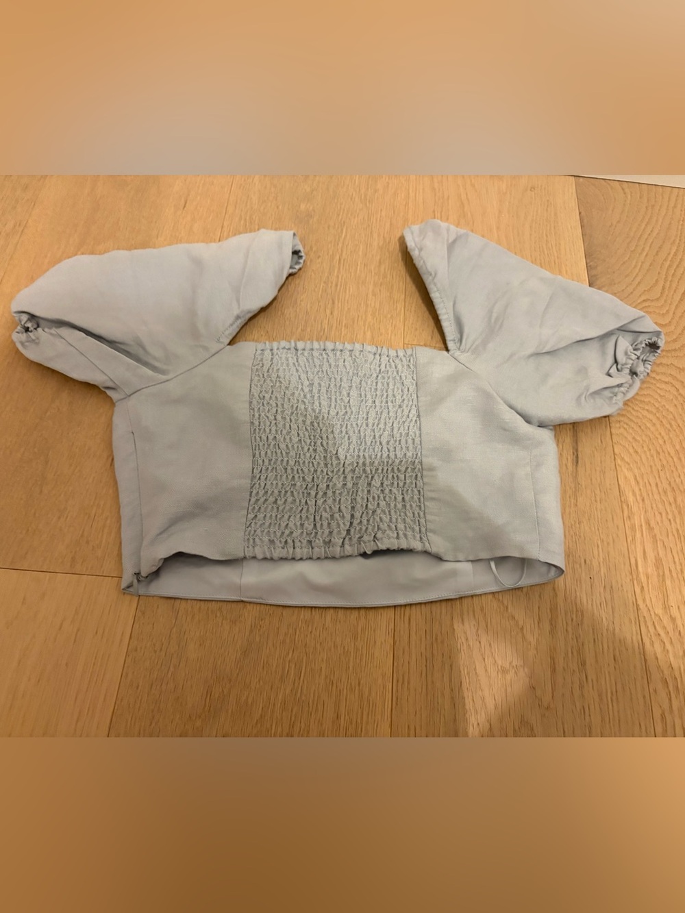 NWT OAK + FORT Light Blue Square Neck Crop Top - Picture 2 of 2